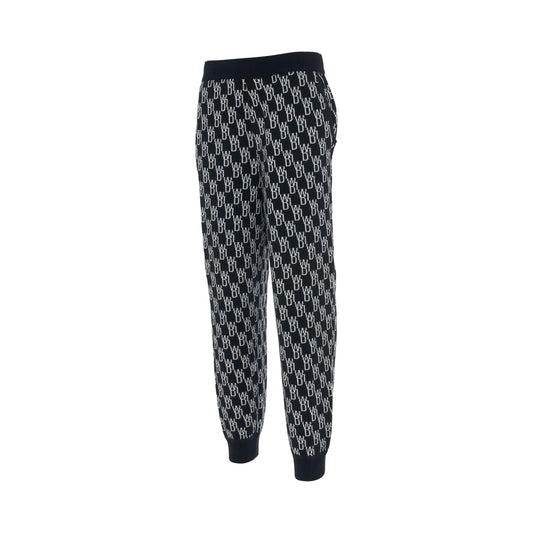 Monogram Knit Jacquard Trouser in Black