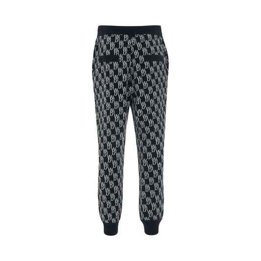 Monogram Knit Jacquard Trouser in Black