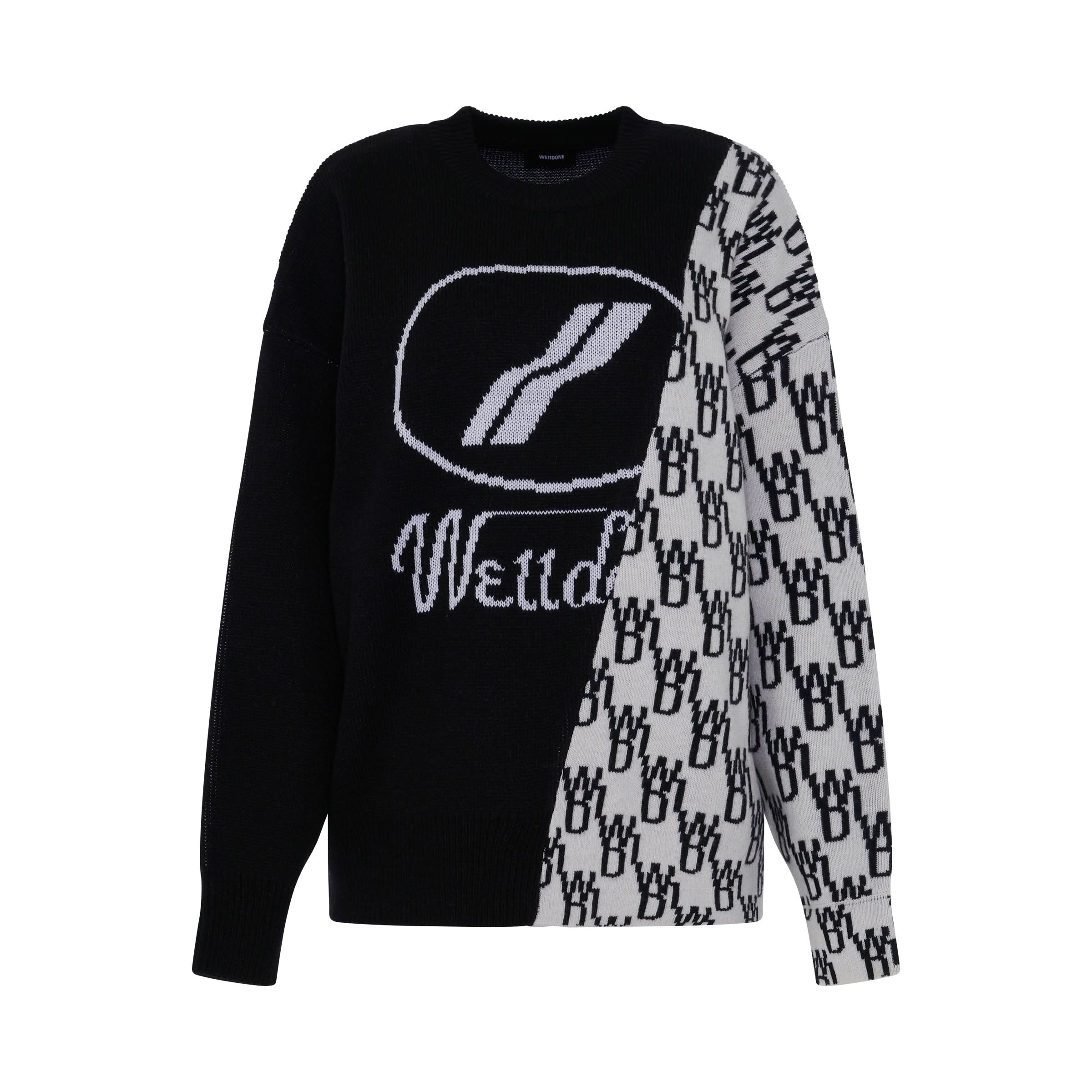 Graphic Mix Logo Knit Sweater in Black