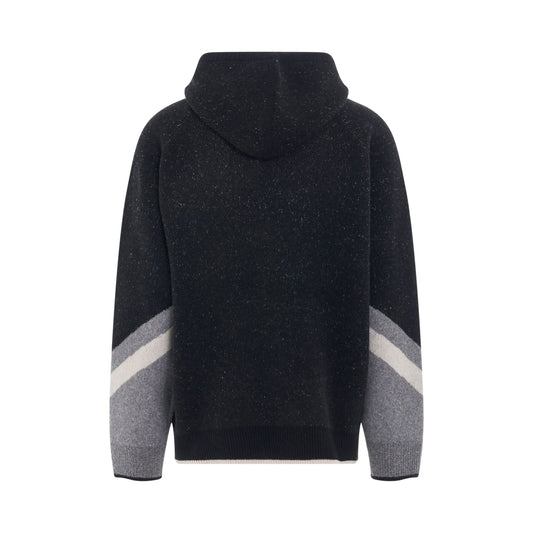 Thunder D Logo Graphic Knit Hoodie in Black