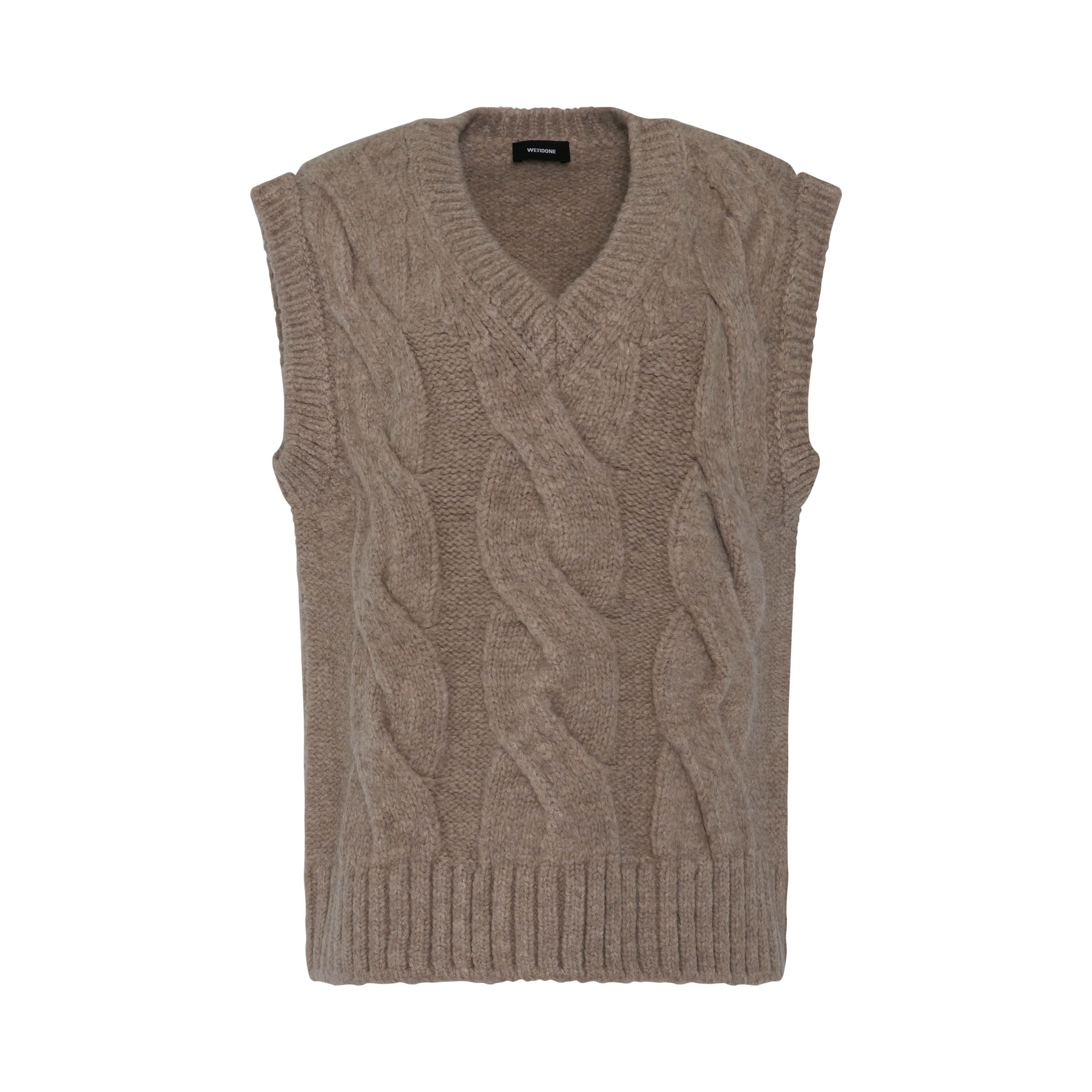 Cable Knit Vest in Beige