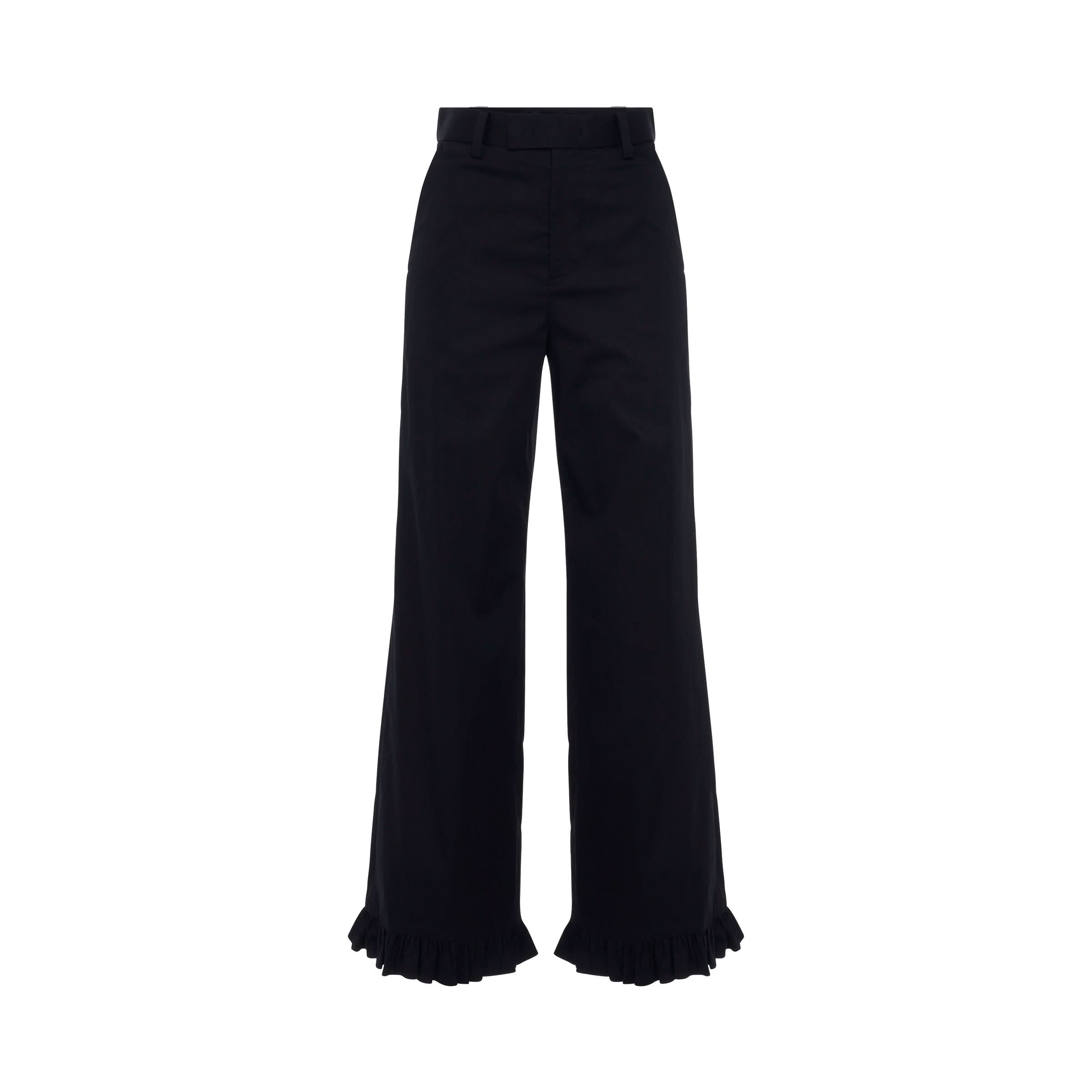 Ruffle Detail Regular Fit Trouser in Black