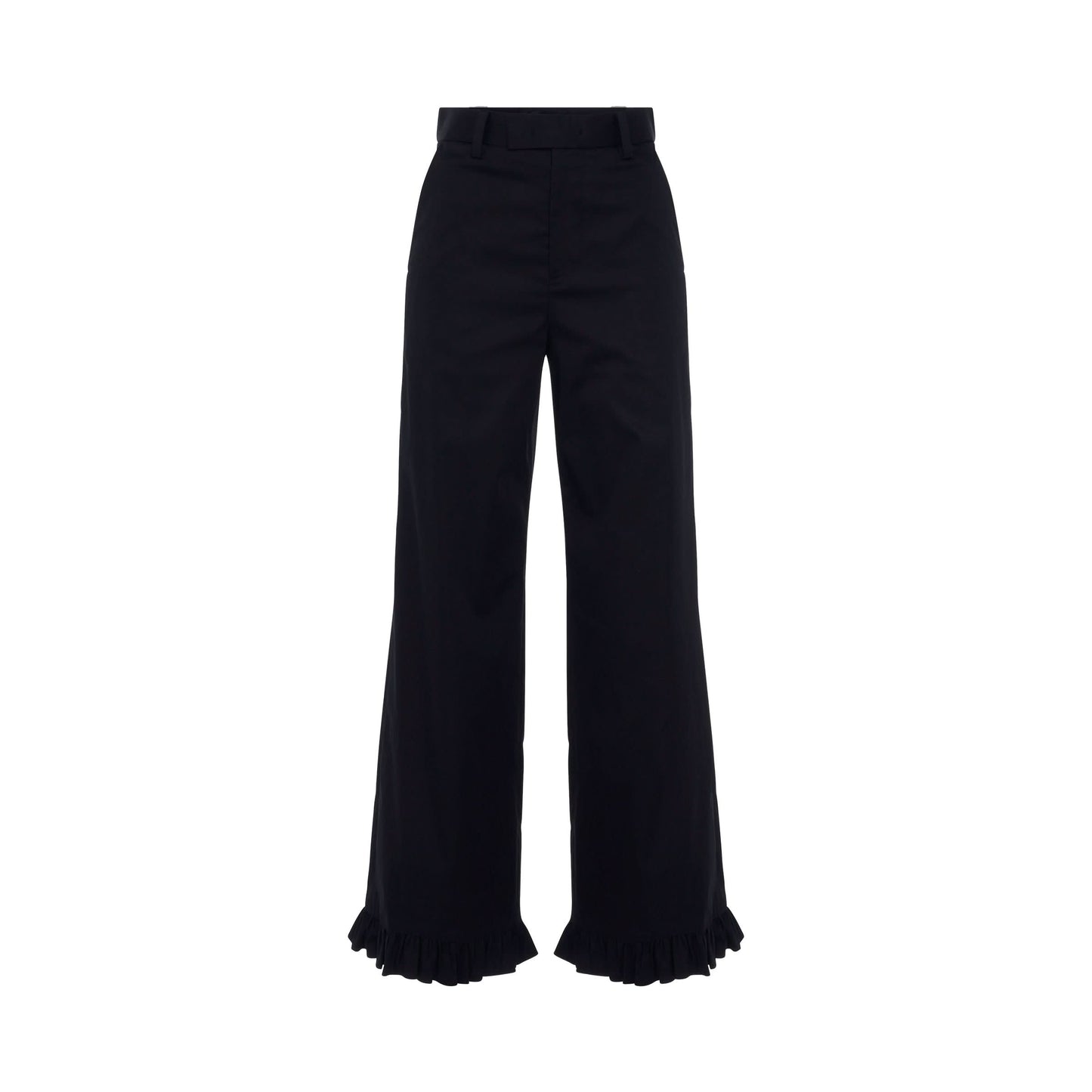 Ruffle Detail Regular Fit Trouser in Black