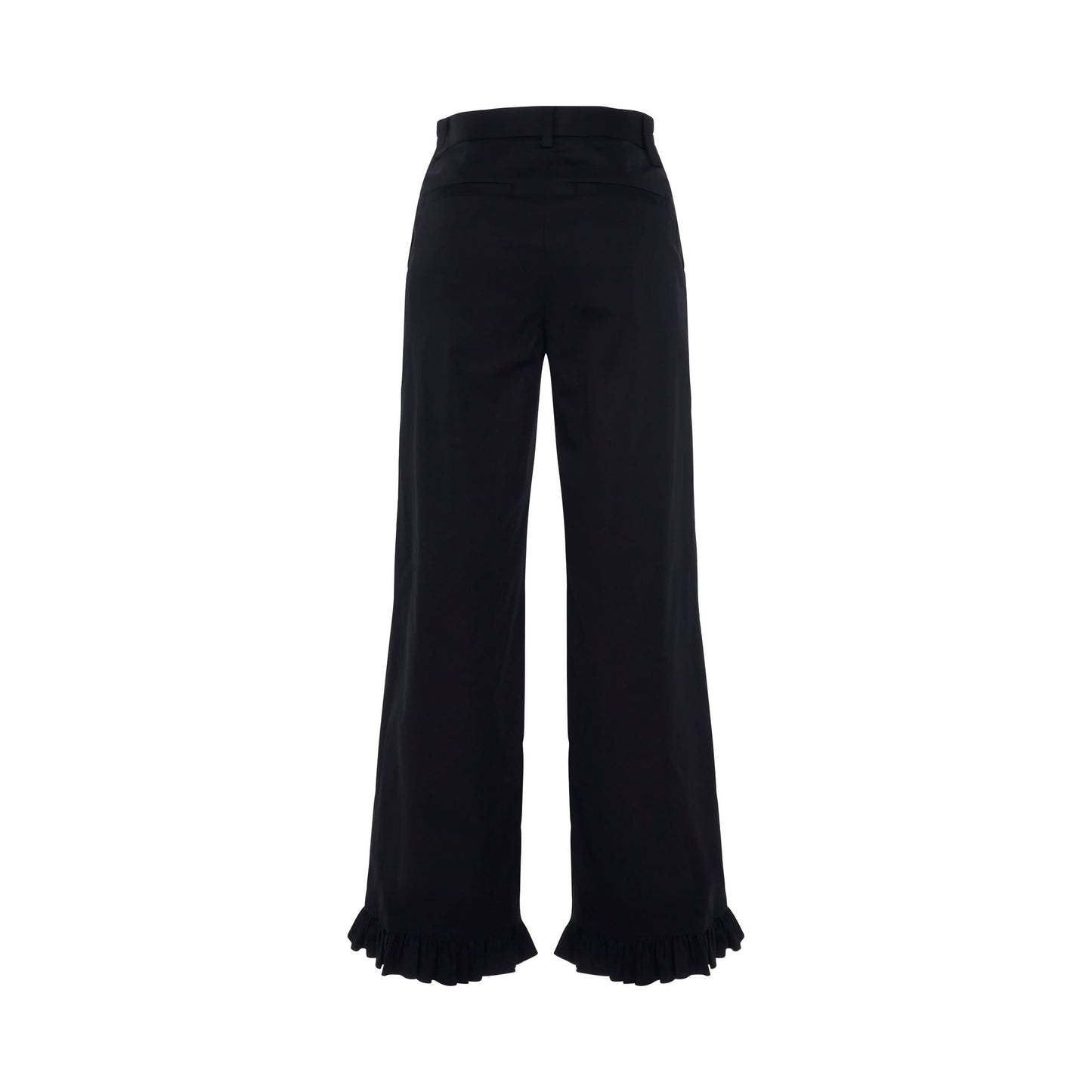 Ruffle Detail Regular Fit Trouser in Black