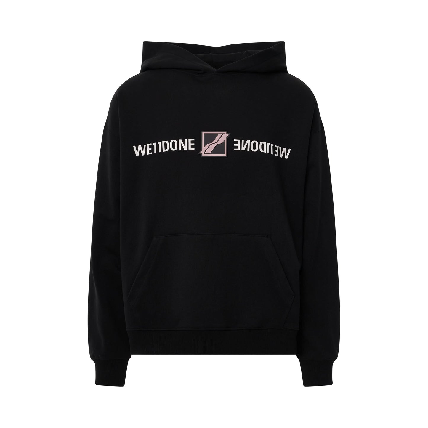 Patched Mirror Logo Hoodie in Black