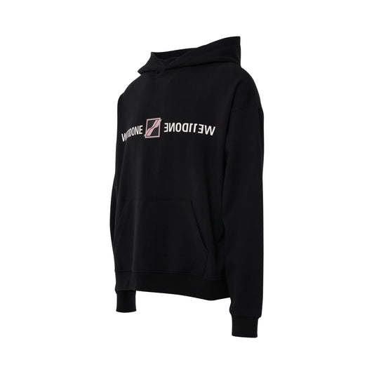 Patched Mirror Logo Hoodie in Black