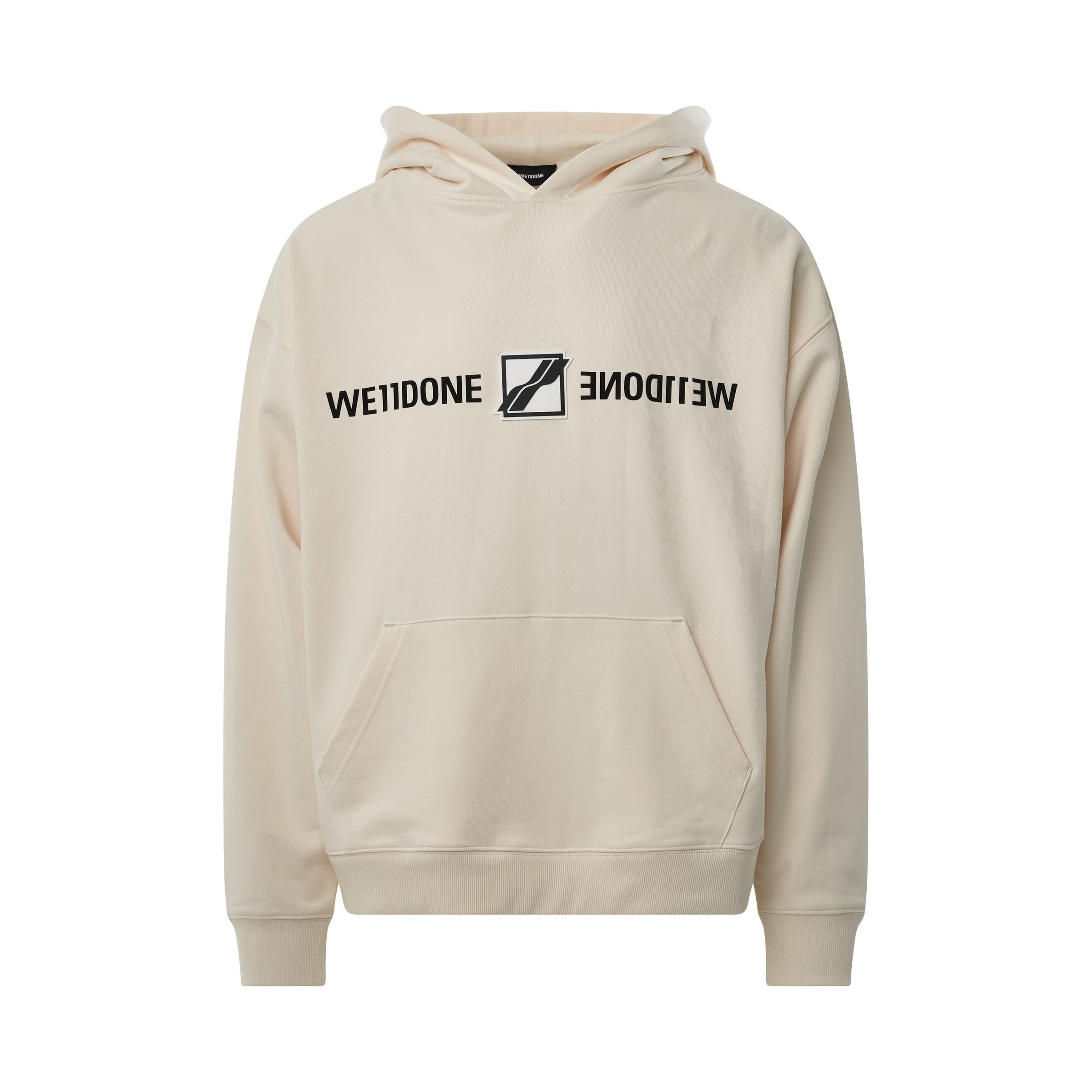 Patched Mirror Logo Hoodie in Ivory