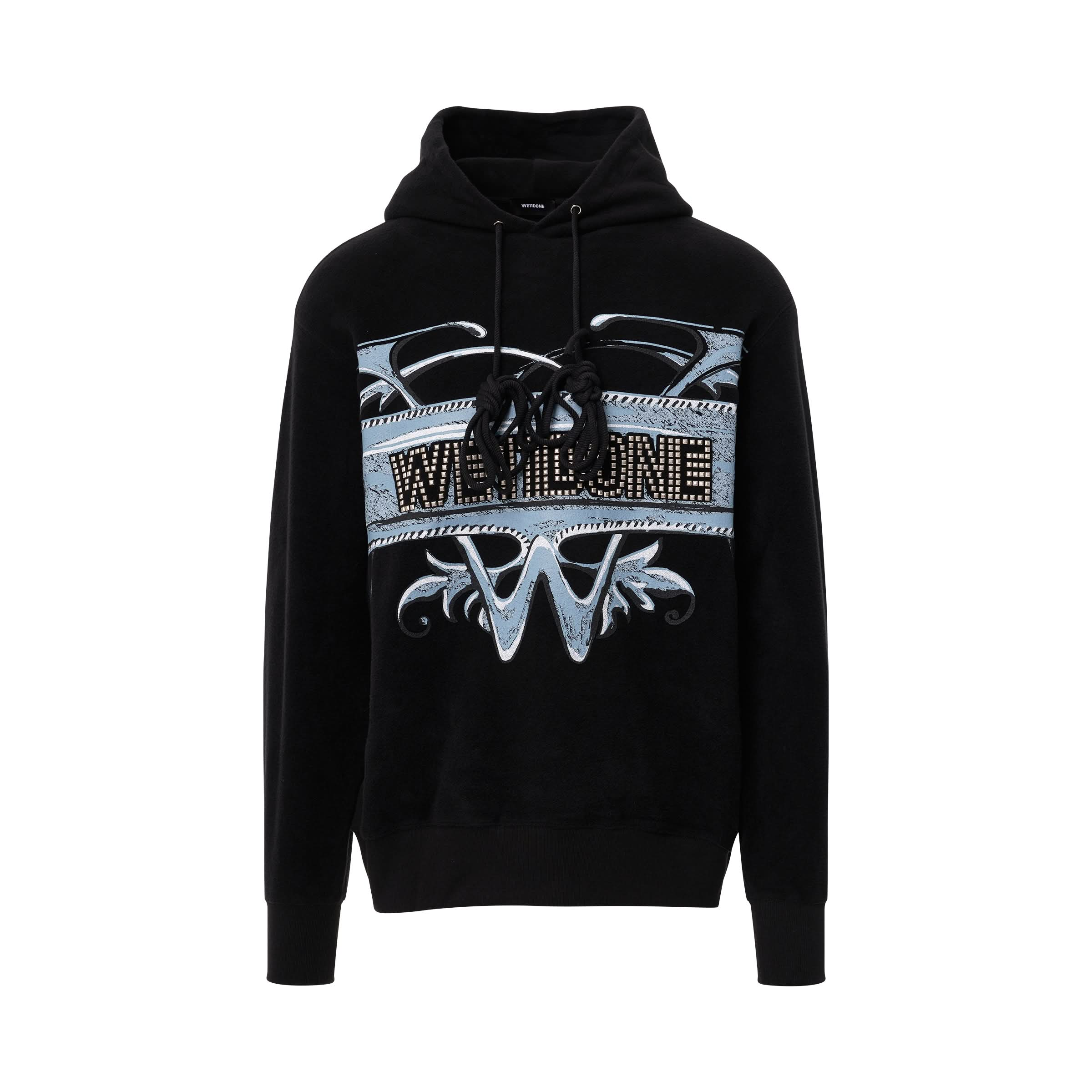 W Graphic Logo Hoodie in Black