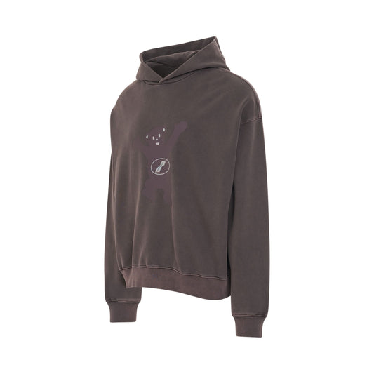 New Teddy Logo Pigment Hoodie in Charcoal