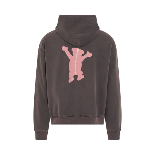 New Teddy Logo Pigment Hoodie in Charcoal