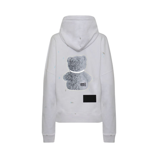 Pearl Necklace Teddy Hoodie in White