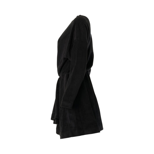 Fleece Flare Dress in Black