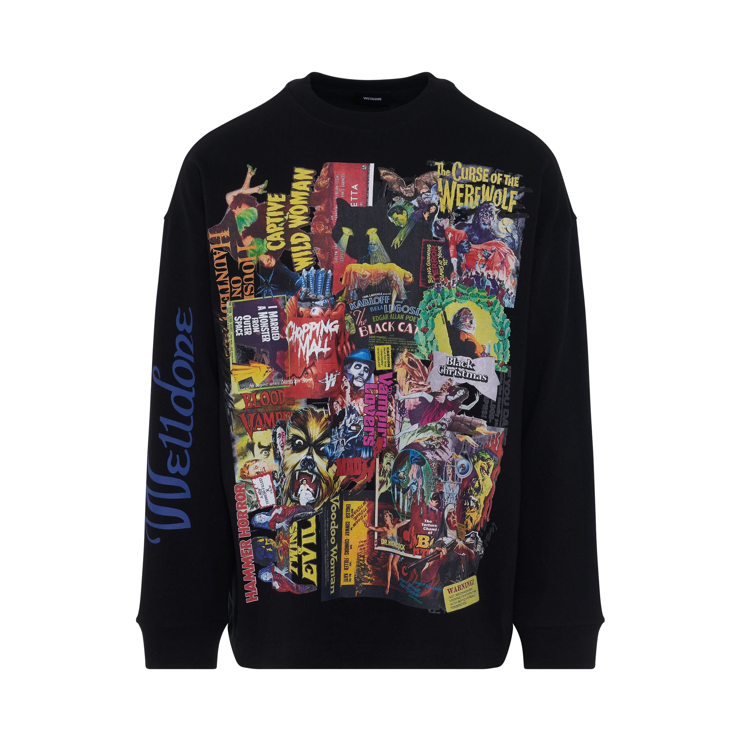 Black Horror Print Sweatshirt in Black