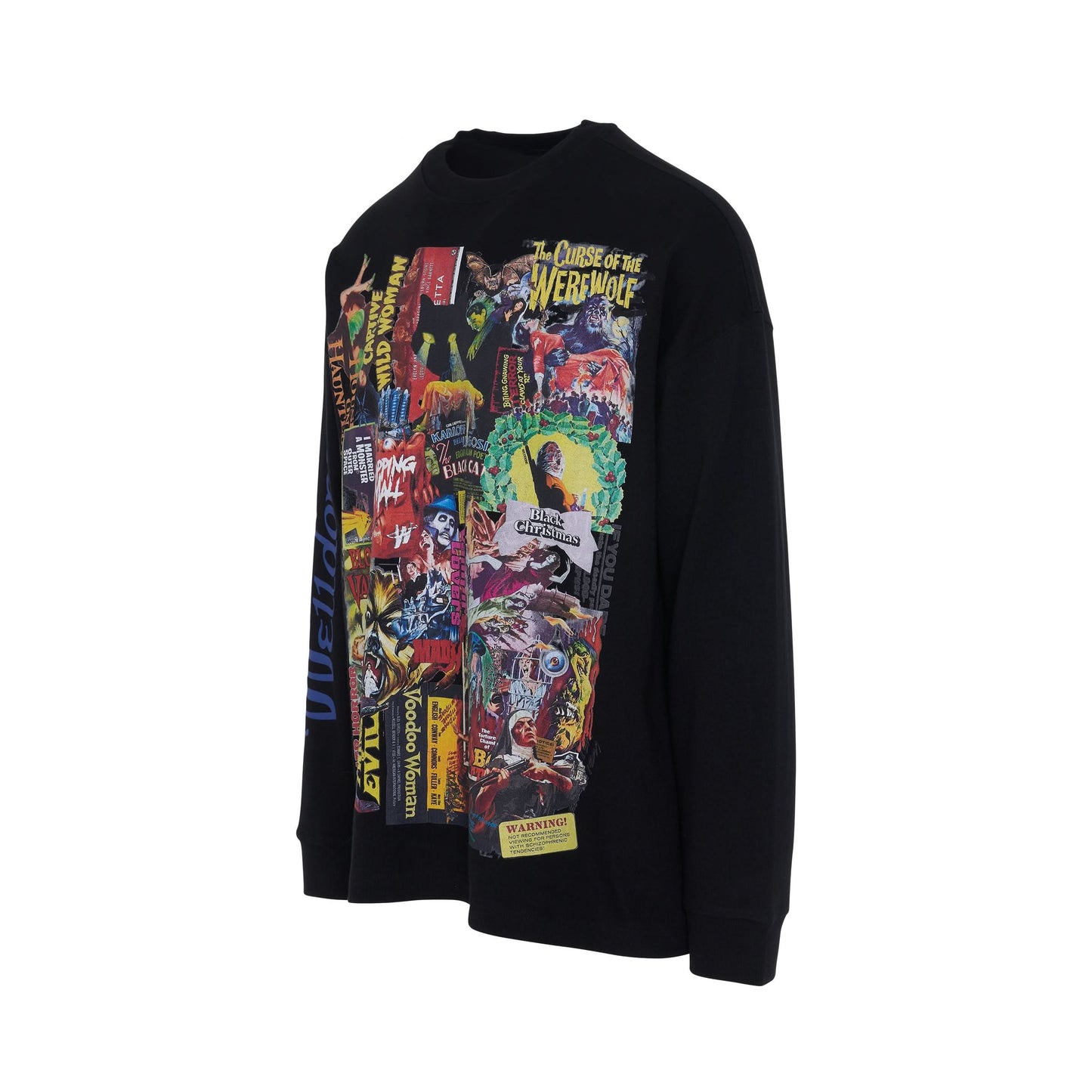 Black Horror Print Sweatshirt in Black