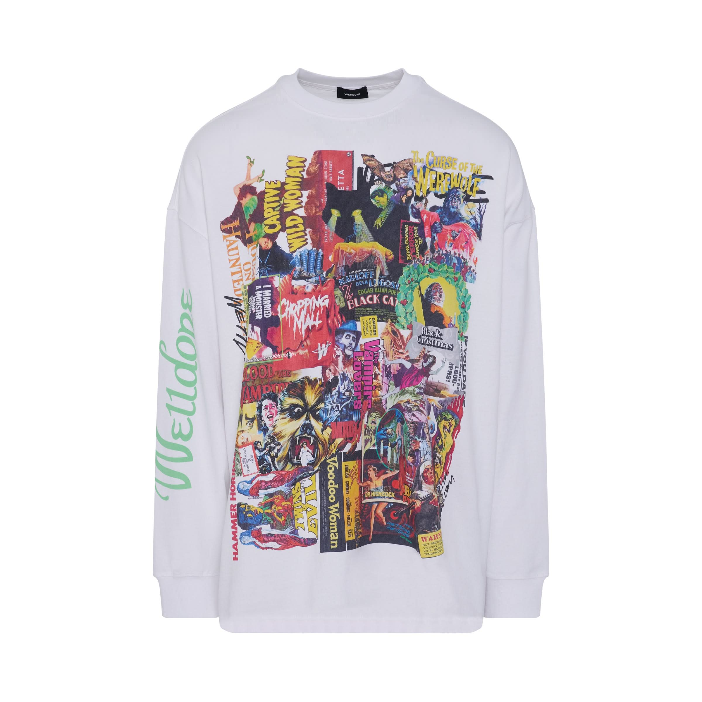 Black Horror Print Sweatshirt in White