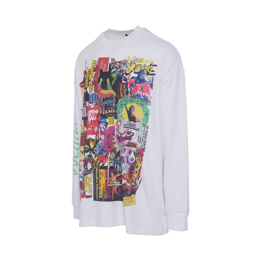 Black Horror Print Sweatshirt in White