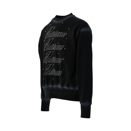 Washed Stud Logo Artwork Sweatshirt in Black