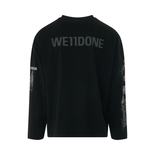 Mixed Horror Long Sleeve T-Shirt in Black