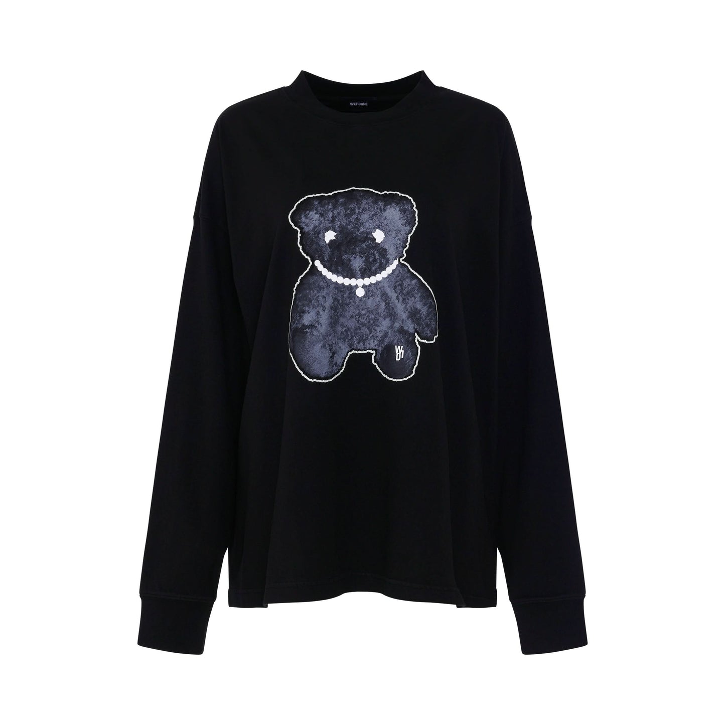 Pearl Necklace Teddy Long Sleeve T-Shirt in Black