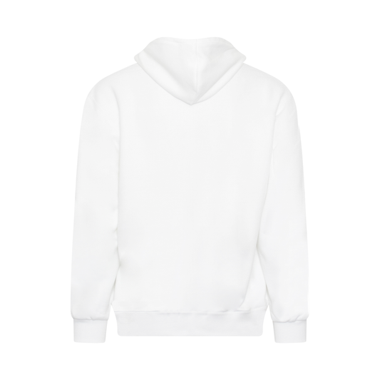 Retro Poster Embroidery Hoodie in White