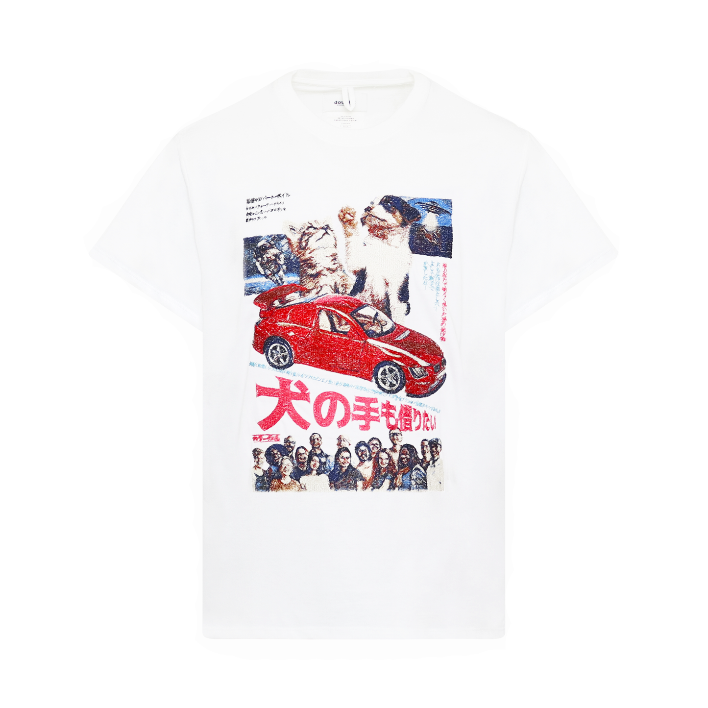 Retro Poster Embroidery T-Shirt in White