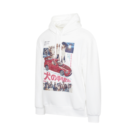 Retro Poster Embroidery Hoodie in White