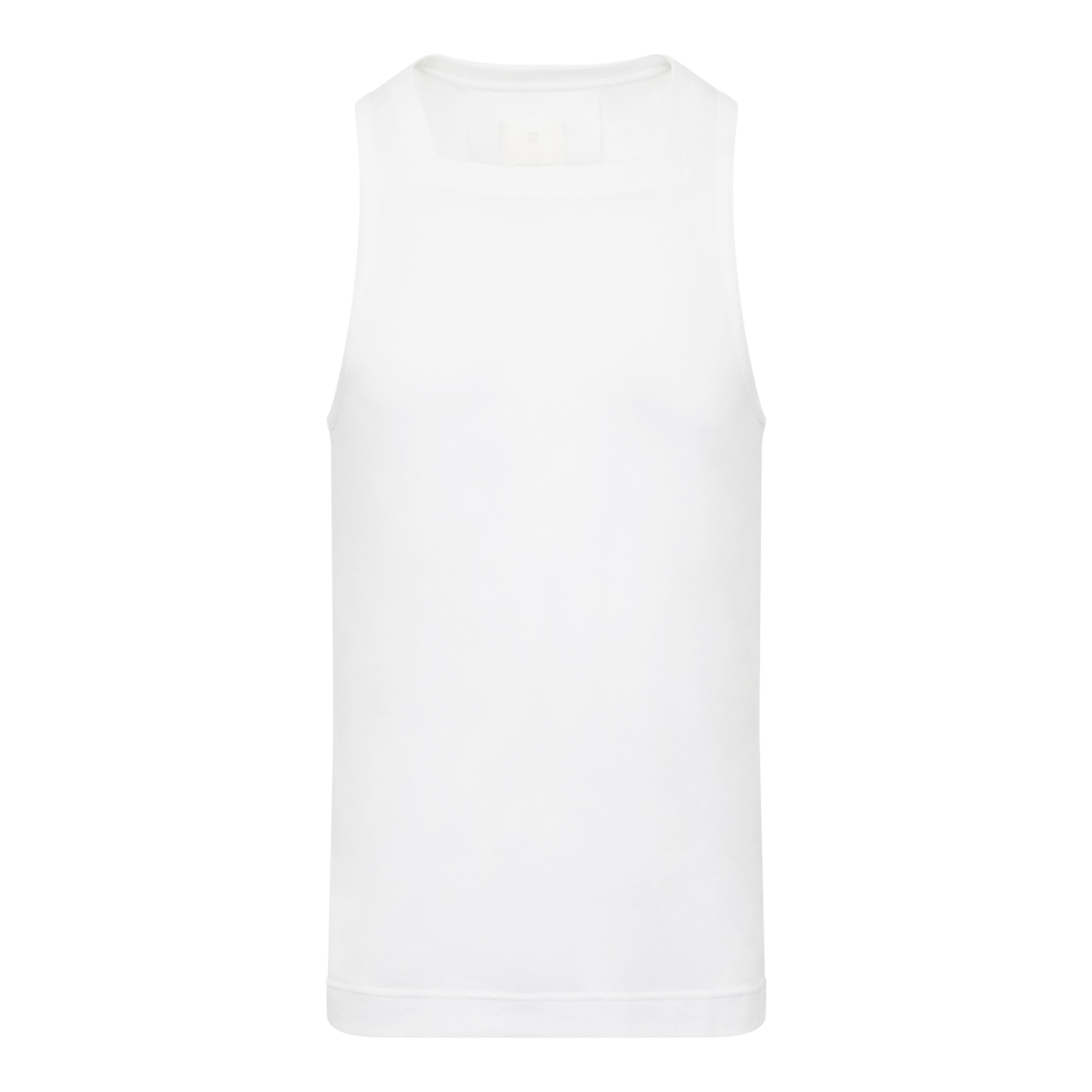 Square Neck Edge Tank Top in White