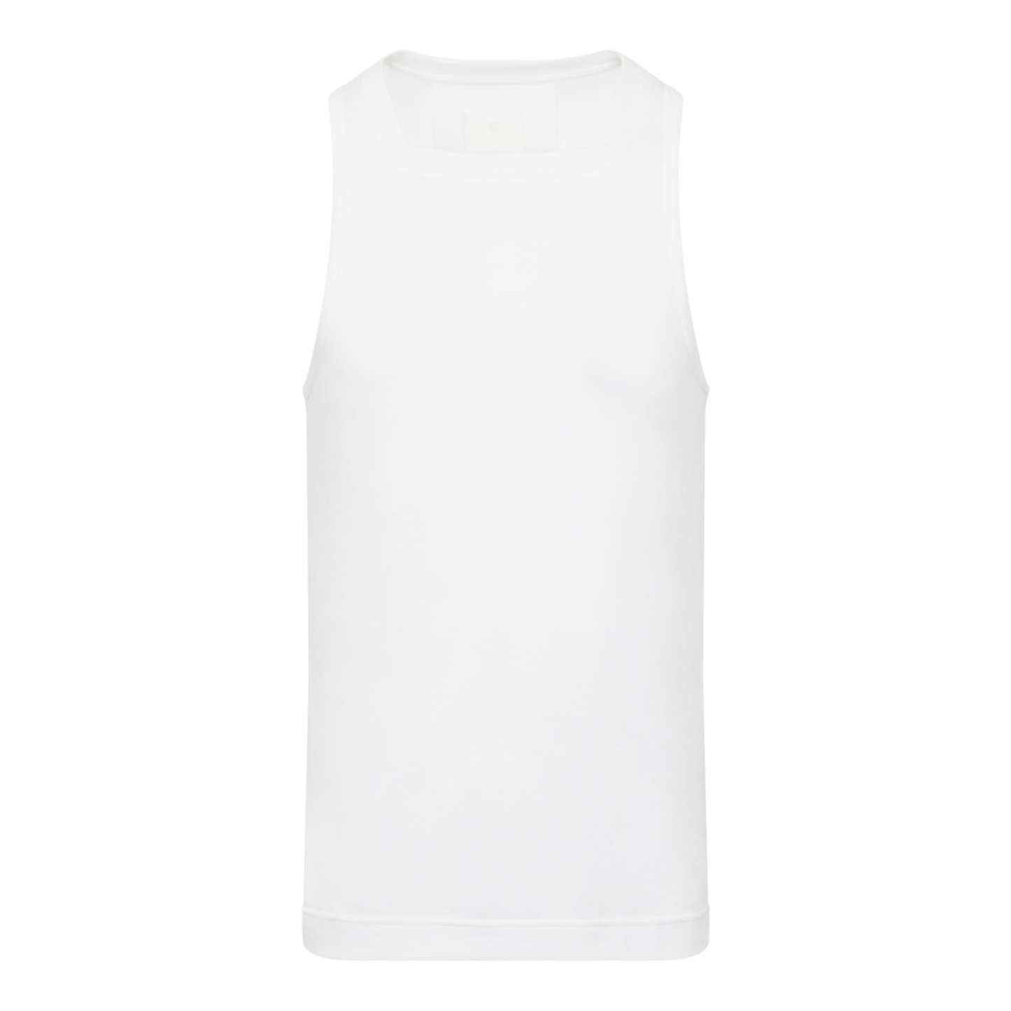 Square Neck Edge Tank Top in White