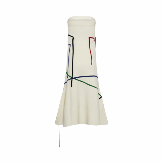 Graphic Jacquard Bustier Dress In Wool White/Multicolor