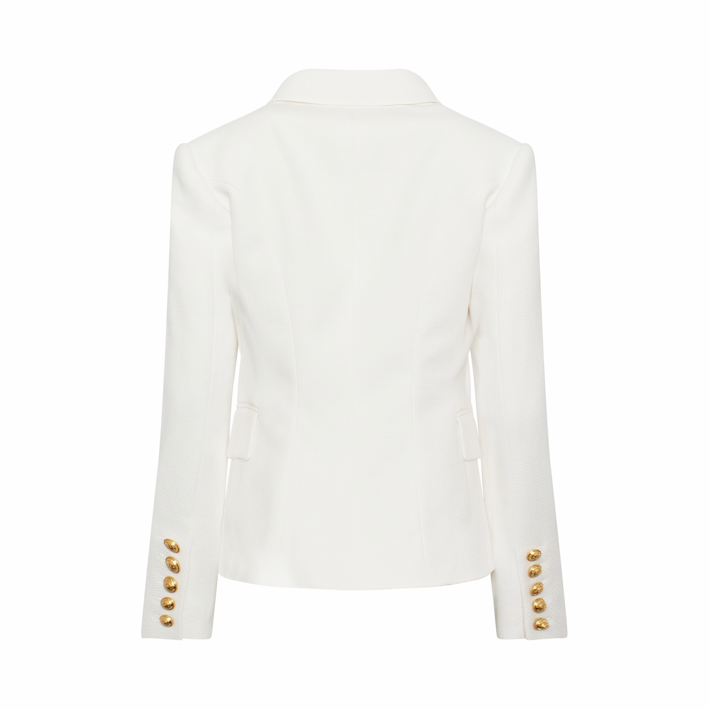 Classic Double Breasted Cotton Pique Blazer in White