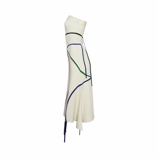 Graphic Jacquard Bustier Dress In Wool White/Multicolor