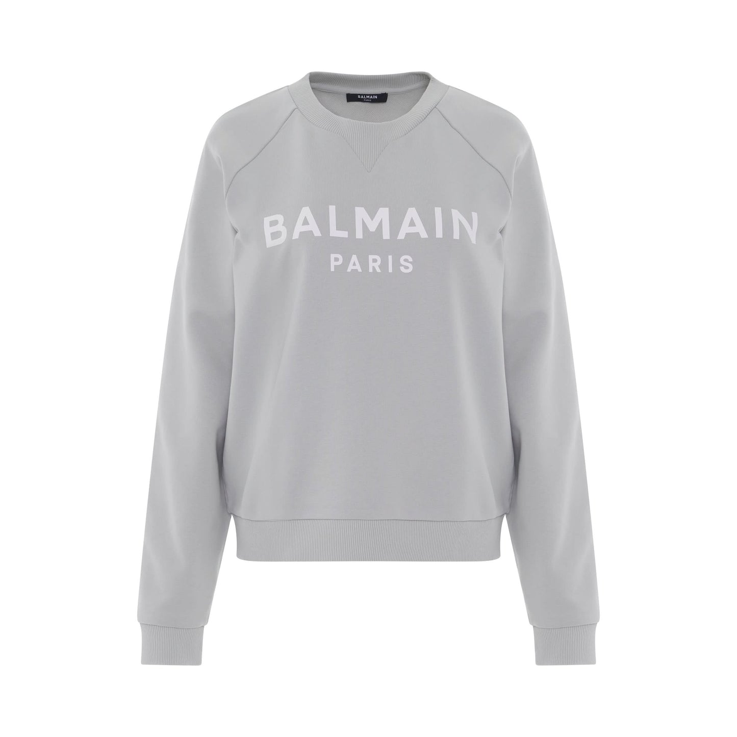 Classic Printed Long Sleeve Sweatshirt in Grey/White