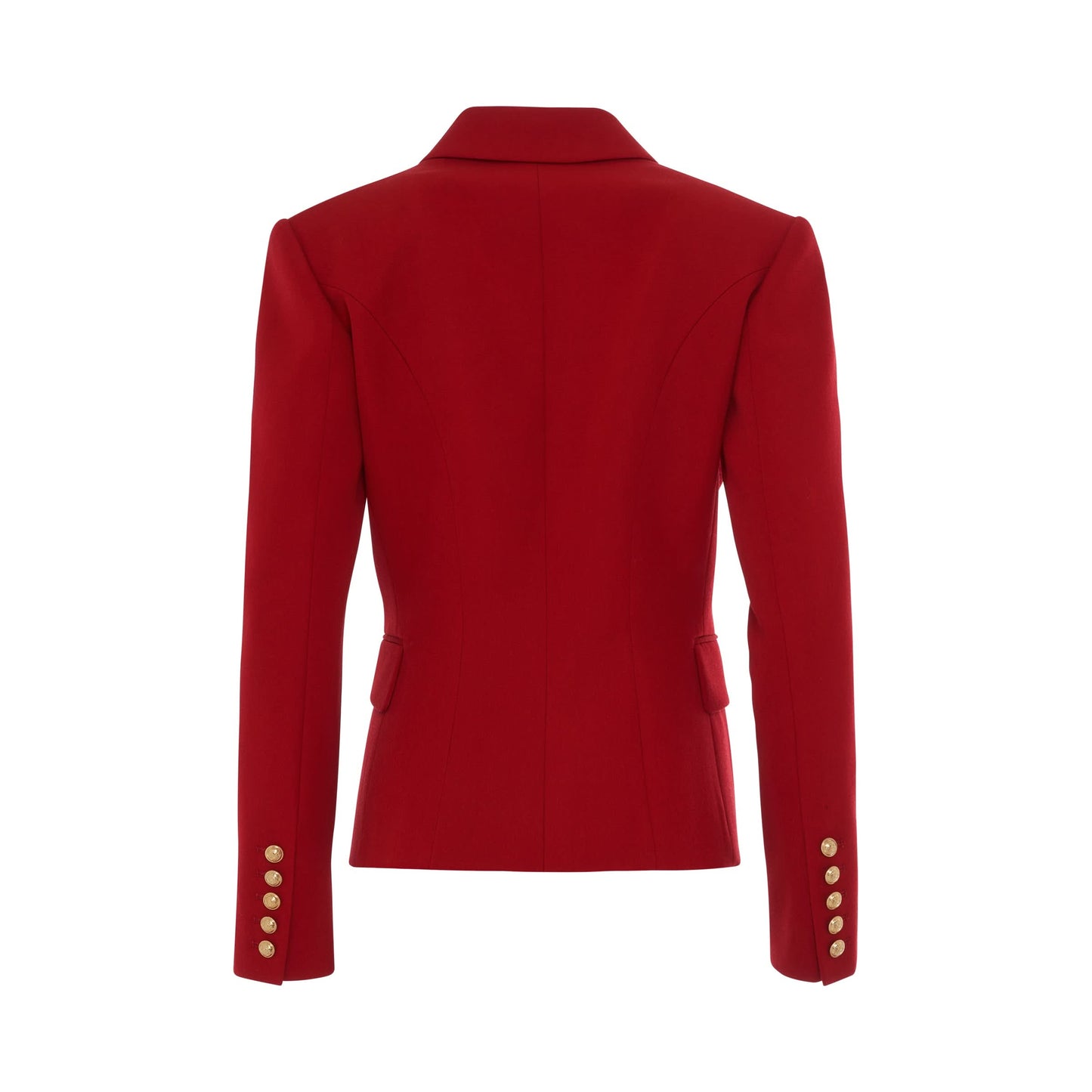 6 Button Grain De Poudre Fitted Jacket in Red