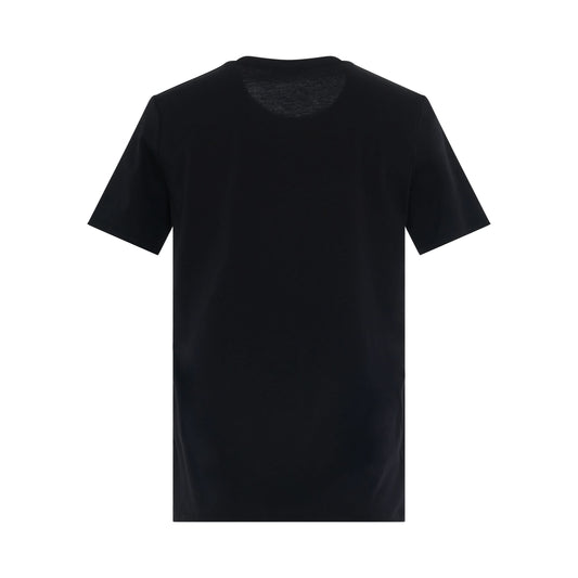 3 Button Flocked Logo Classic Fit T-Shirt in Black/White