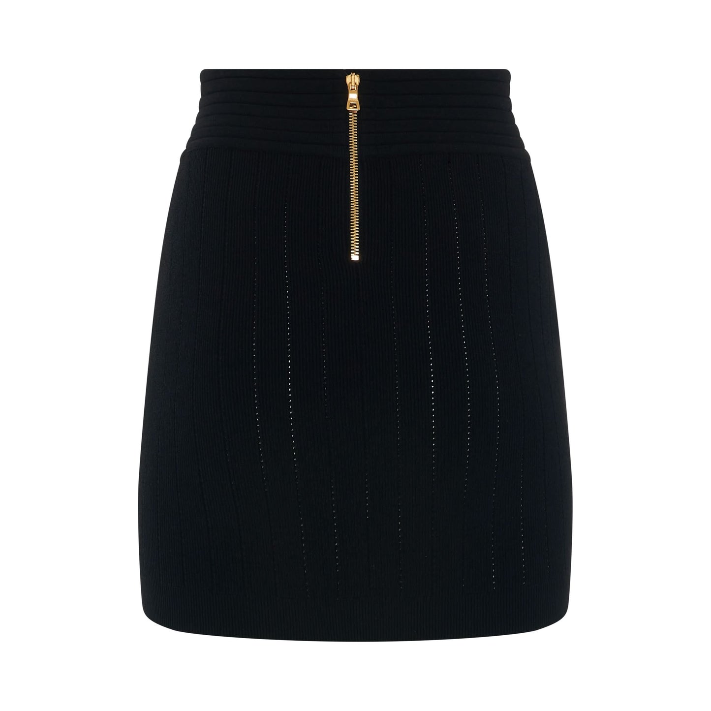 2 Button Short Knitted Skirt in Black