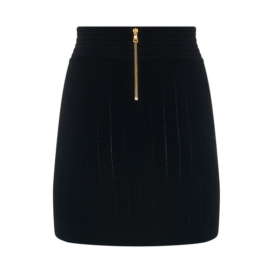 2 Button Short Knitted Skirt in Black