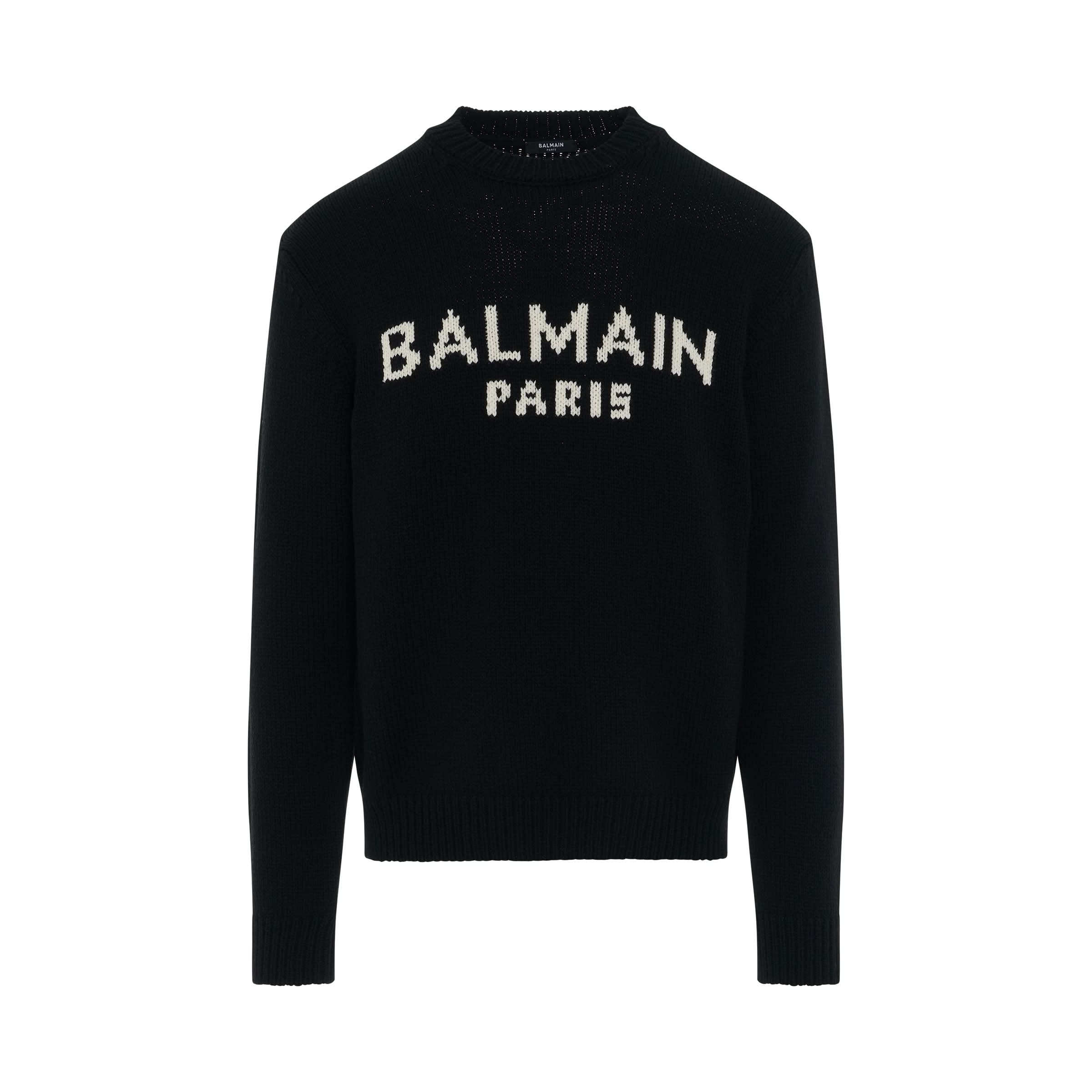 Knit Logo Merino Pullover in Black