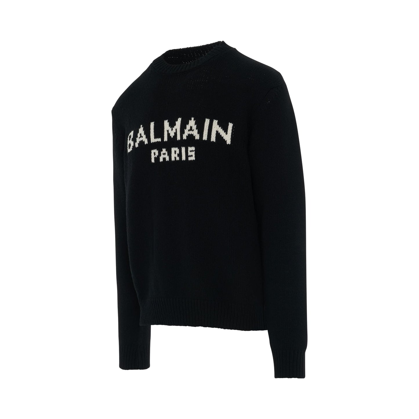 Knit Logo Merino Pullover in Black