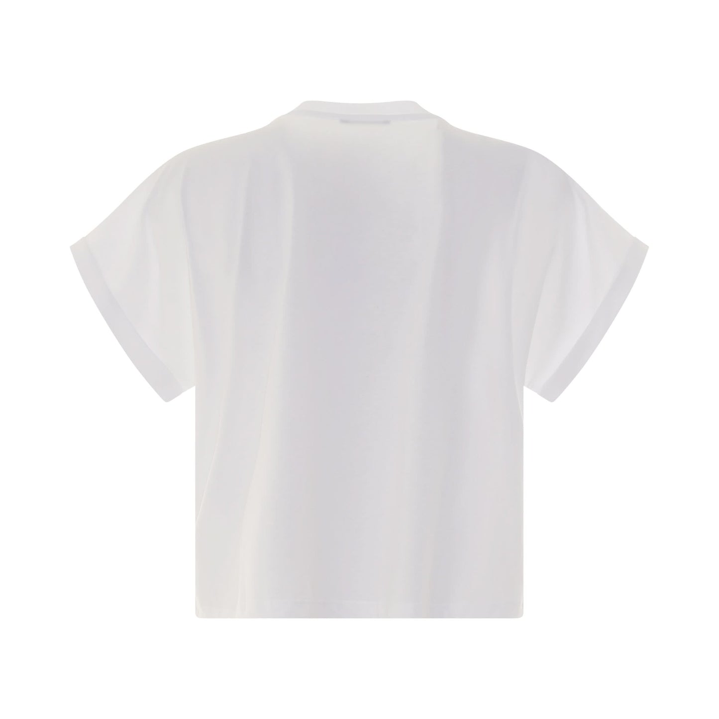 Short Sleeve Logo Flock Detail Crop T-Shirt in White