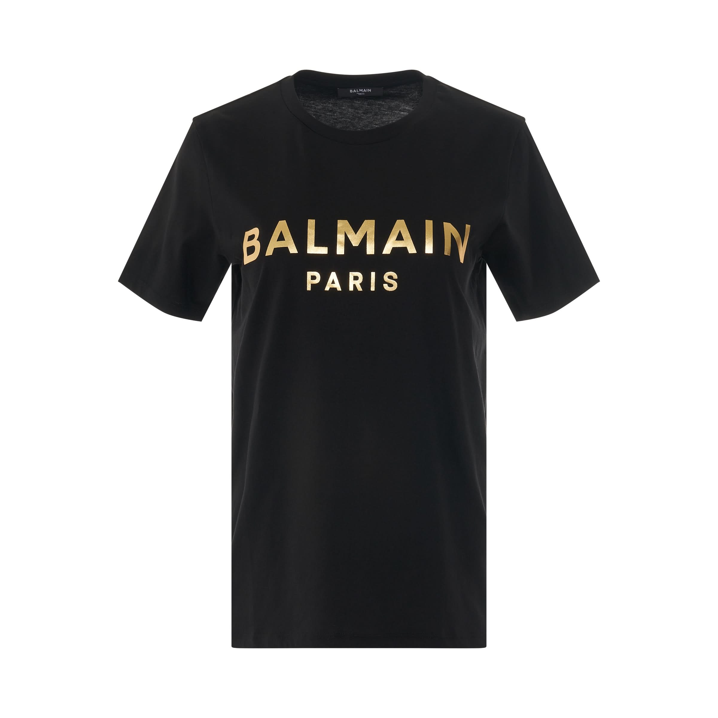 Short Sleeve Metallic Logo T-Shirt in Black