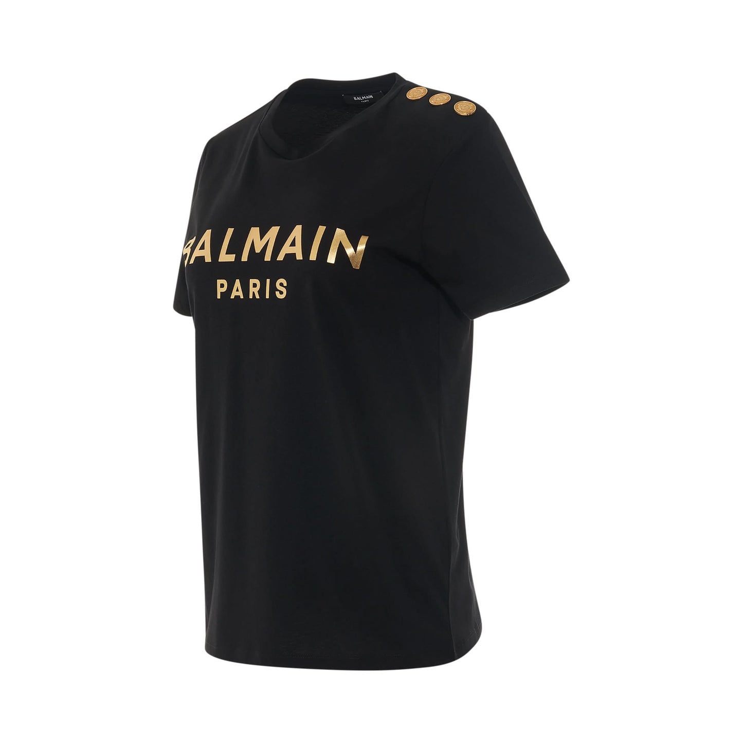 Classic 3 Buttons Metallic Logo T-Shirt in Black/Gold