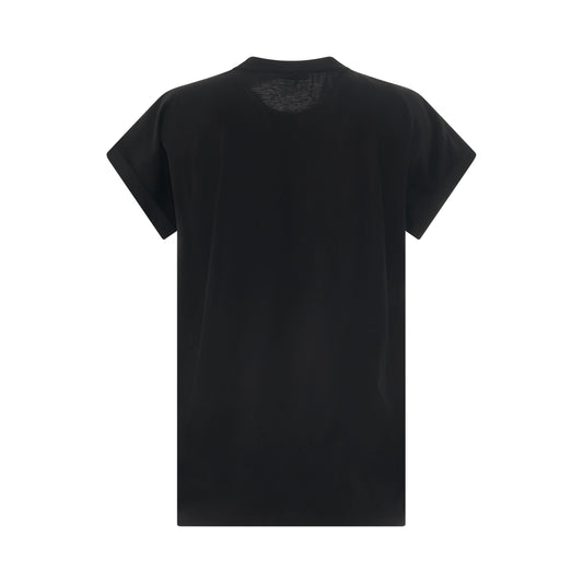 Short Sleeve Logo Flock Detail T-Shirt in Black