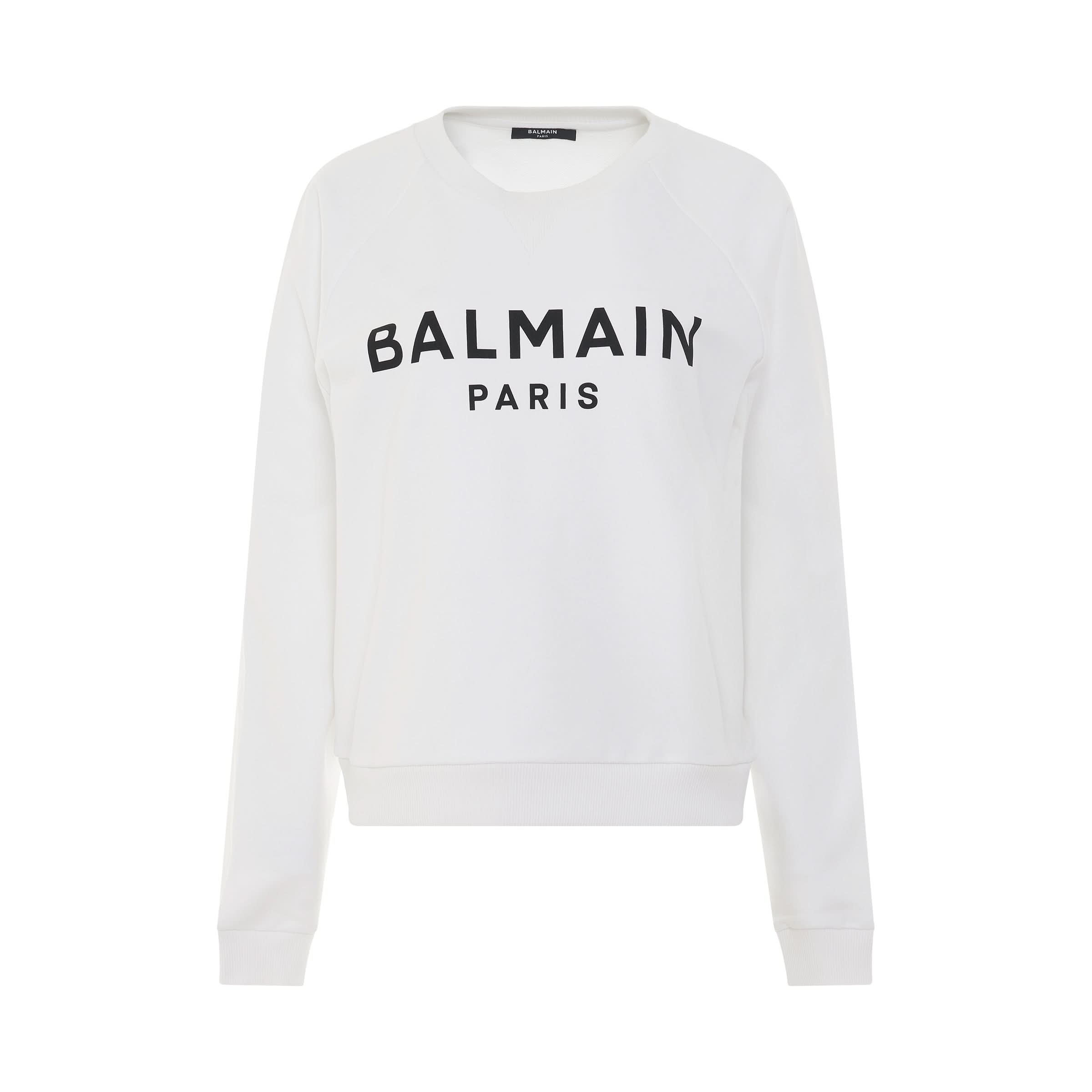 Printed Logo Long Sleeve Sweatshirt in White