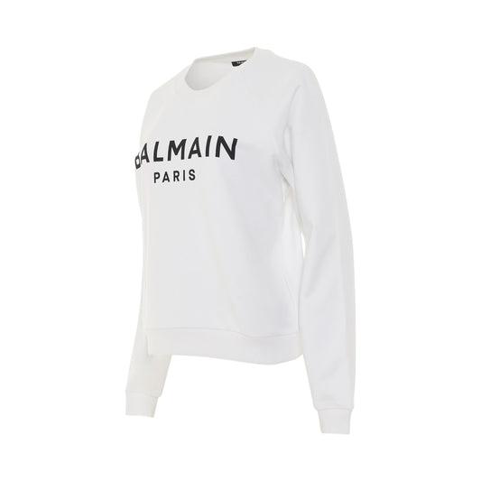 Printed Logo Long Sleeve Sweatshirt in White