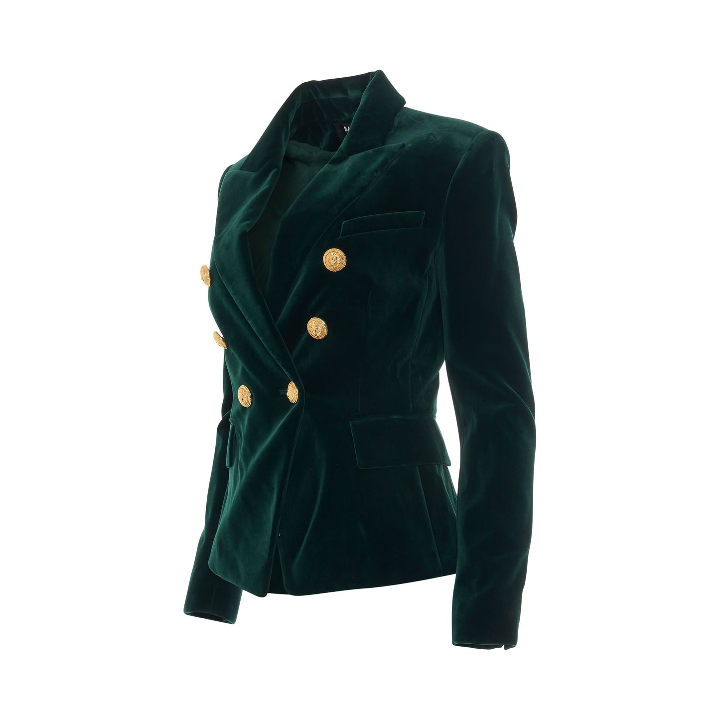 6 Button Velvet Jacket in Emerald Green