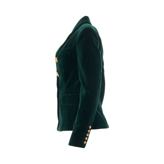 6 Button Velvet Jacket in Emerald Green