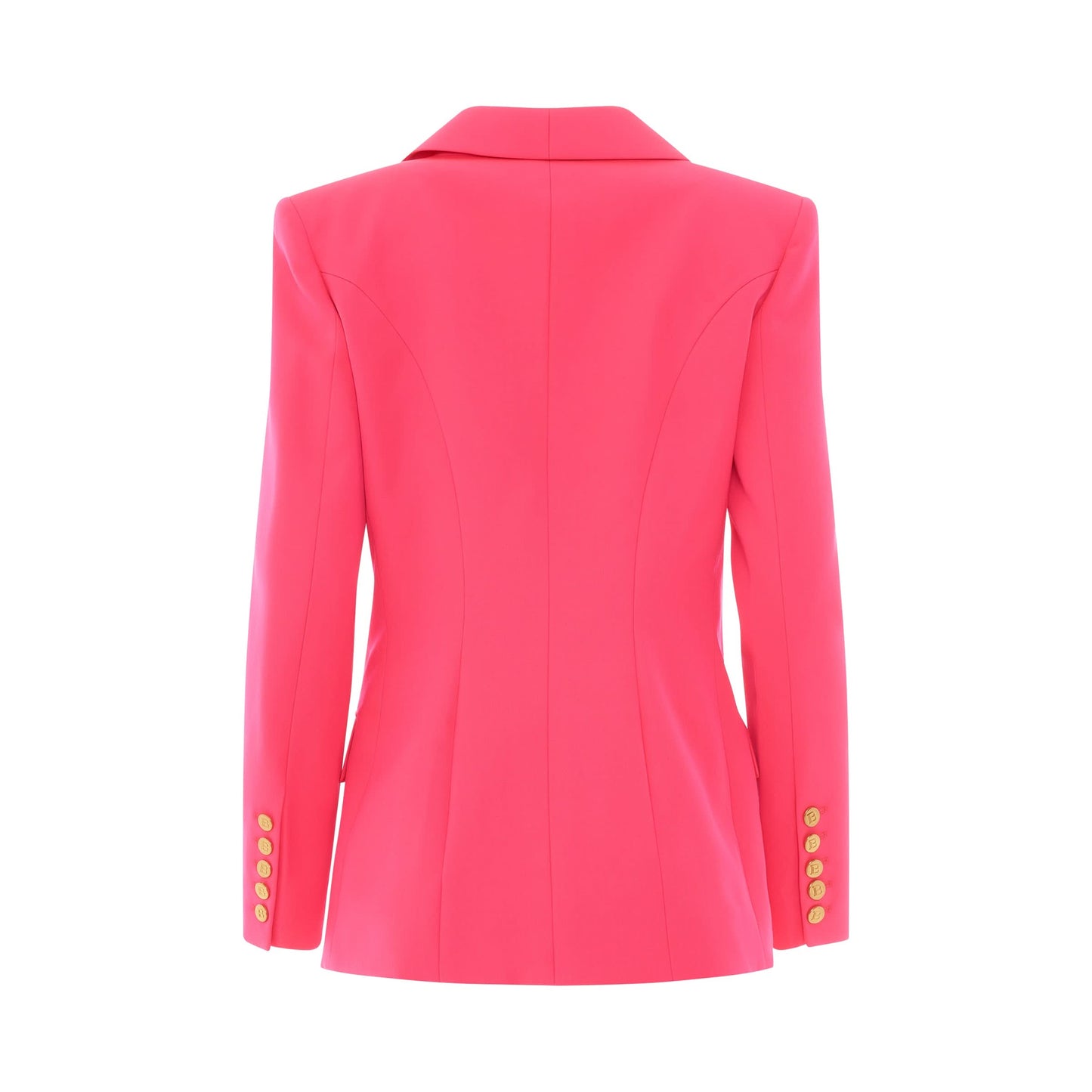 6 Button Double Breasted Long Jacket in Neon Pink