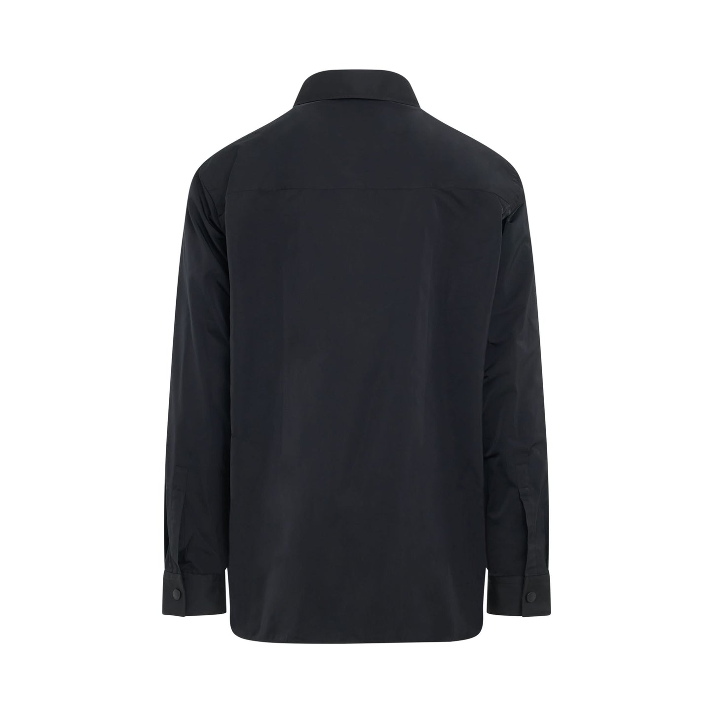 Front Pockets Zipped Nylon Taffeta Shirt in Black