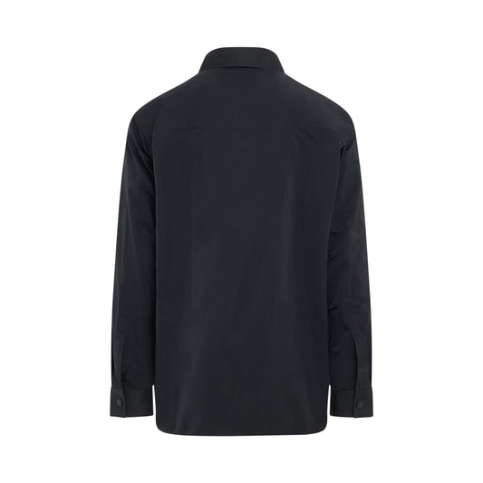 Front Pockets Zipped Nylon Taffeta Shirt in Black