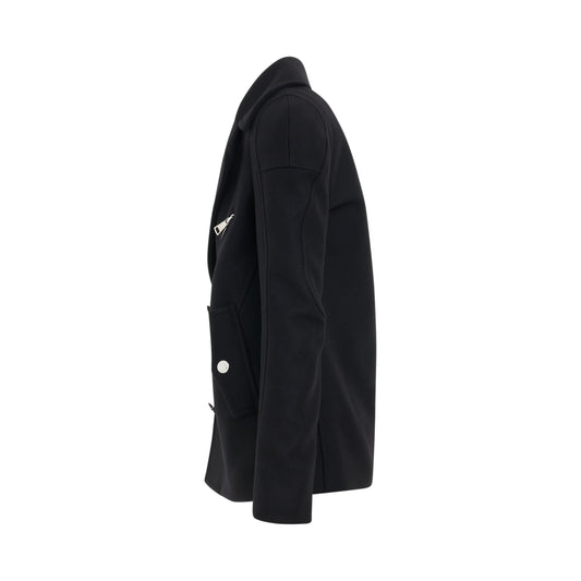 Motor Shoulder Wool Peacoat in Black